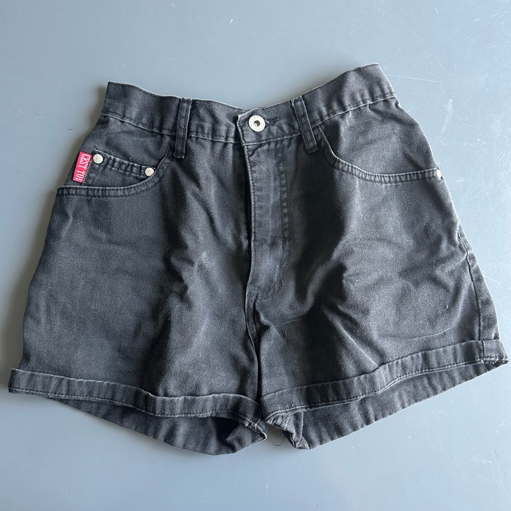 Black, high waisted jean shorts